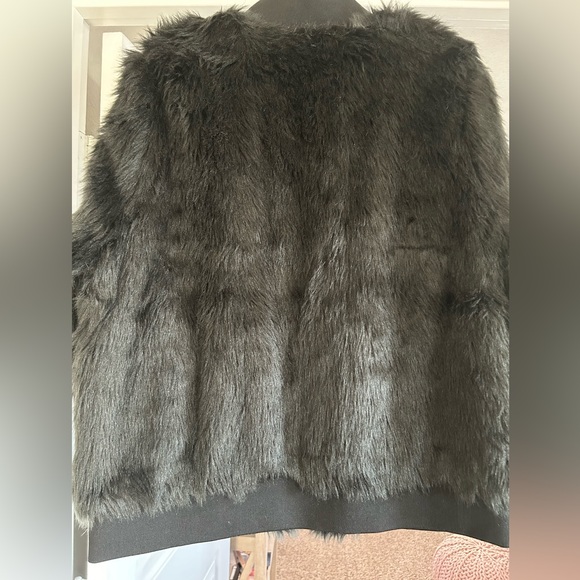 Say What? Fur Bomber Jacket, 2X, black - Picture 2 of 4